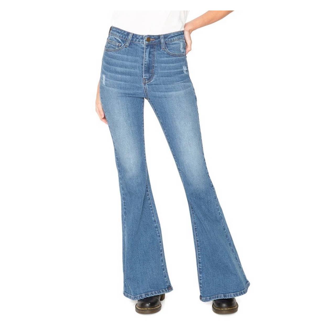 Free People x Sandrine Rose Super Flare Jeans Denim Distressed Pants 26 Rock - Premium from Free People - Just $95.0! Shop now at Finds For You