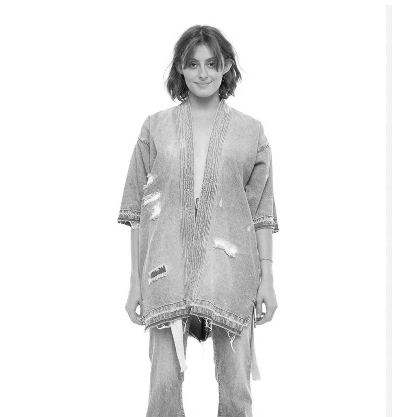 Free People x Sandrine Rose White Tie Front Kimono Jacket Size Medium - Premium from Free People - Just $139.00! Shop now at Finds For You
