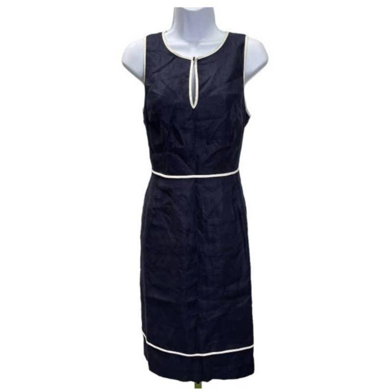 J Crew 100% Linen Herringbone Sheath Dress Size 10 Navy New A4863 - Premium from J. Crew - Just $89.00! Shop now at Finds For You