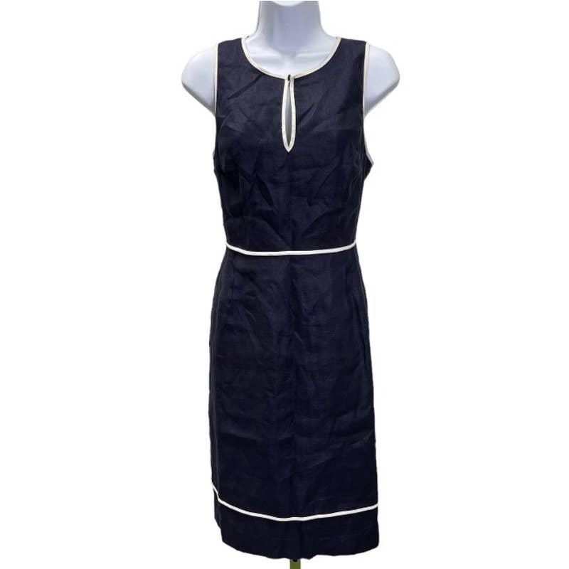 J Crew 100% Linen Herringbone Sheath Dress Size 10 Navy New A4863 - Premium from J. Crew - Just $89.00! Shop now at Finds For You