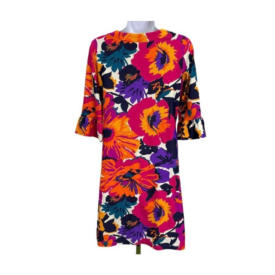Jude Connally U Neck Bright Floral Ruffle Sleeve Dress Size Small - Premium from Jude Connally - Just $89.0! Shop now at Finds For You