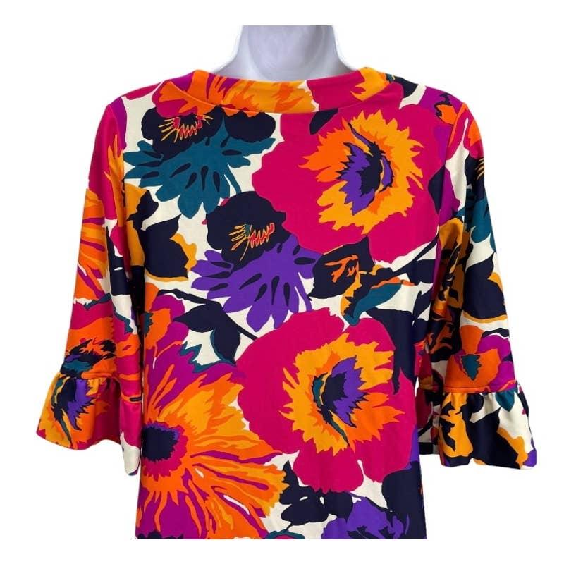 Jude Connally U Neck Bright Floral Ruffle Sleeve Dress Size Small - Premium from Jude Connally - Just $89.0! Shop now at Finds For You