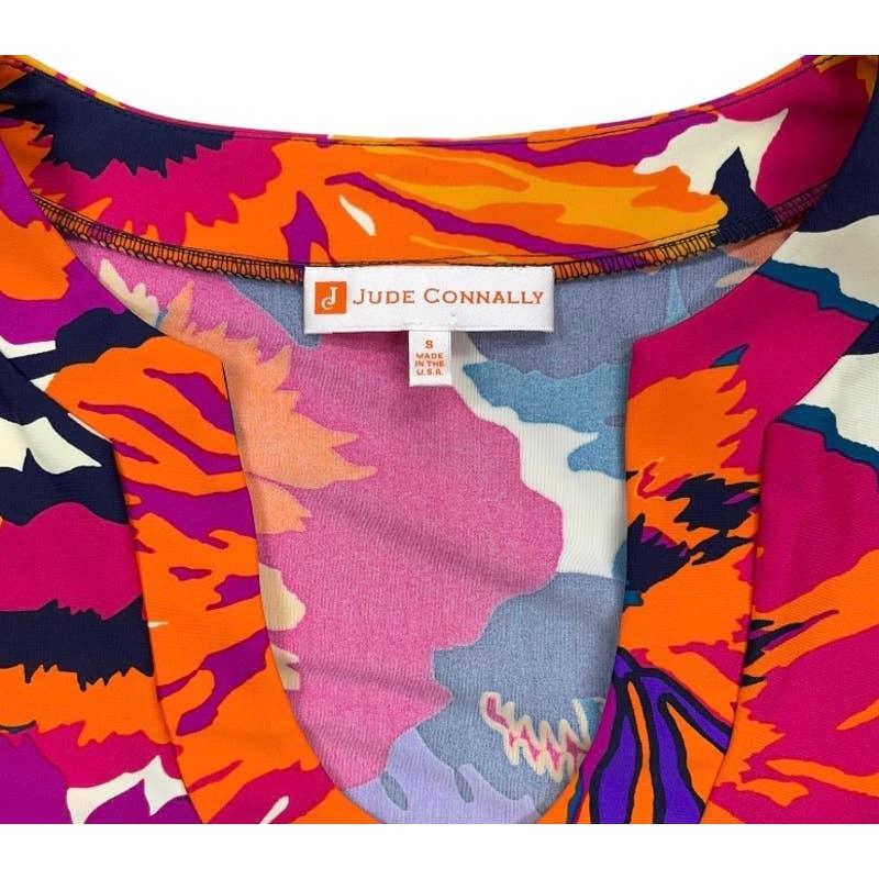 Jude Connally U Neck Bright Floral Ruffle Sleeve Dress Size Small - Premium from Jude Connally - Just $89.0! Shop now at Finds For You
