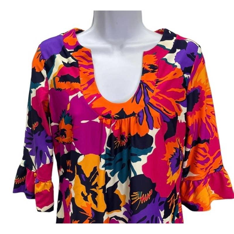 Jude Connally U Neck Bright Floral Ruffle Sleeve Dress Size Small - Premium from Jude Connally - Just $89.0! Shop now at Finds For You