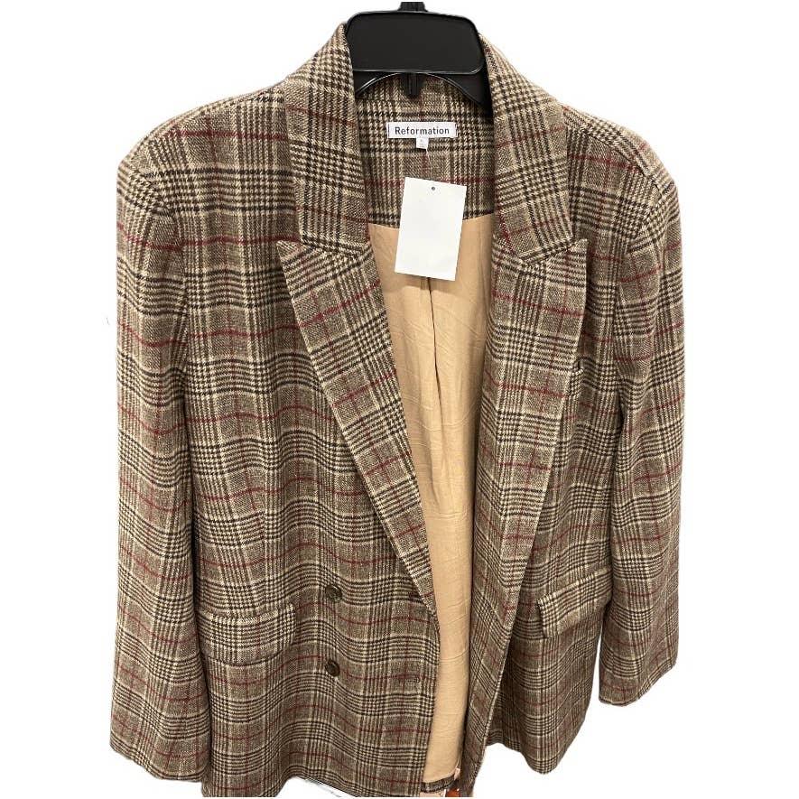 Reformation Winston Plaid Double Breasted Blazer Jacket Size XL - Premium from Reformation - Just $298.0! Shop now at Finds For You