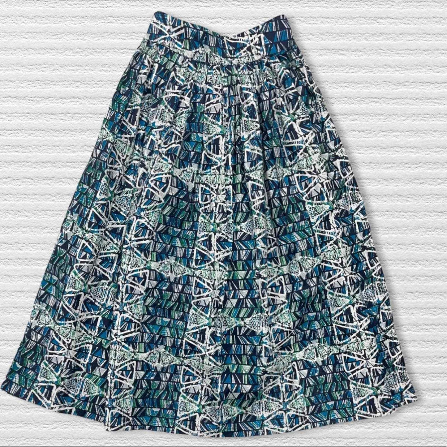 Sika x Anthropologie Blue Abstract Midi Skirt A-Line NEW Size 10 - Premium Clothing, Shoes & Accessories:Women:Women's Clothing:Skirts from Anthropologie - Just $123.22! Shop now at Finds For You