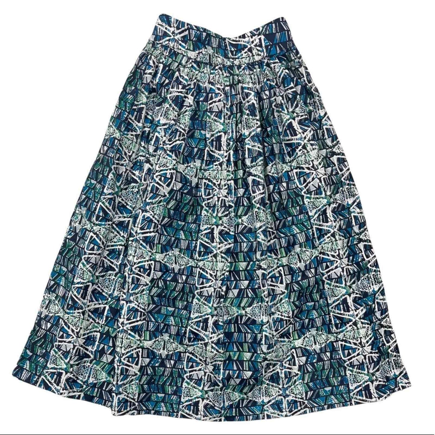 Sika x Anthropologie Blue Abstract Midi Skirt NEW Size 16 - Premium Clothing, Shoes & Accessories:Women:Women's Clothing:Skirts from Anthropologie - Just $130.00! Shop now at Finds For You