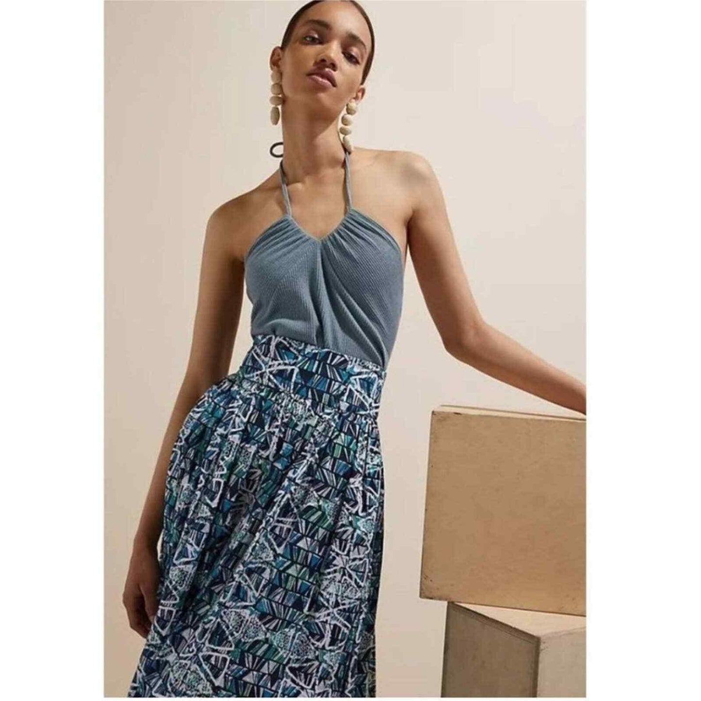 Sika x Anthropologie Blue Abstract Midi Skirt NEW Size 16 - Premium Clothing, Shoes & Accessories:Women:Women's Clothing:Skirts from Anthropologie - Just $130.00! Shop now at Finds For You