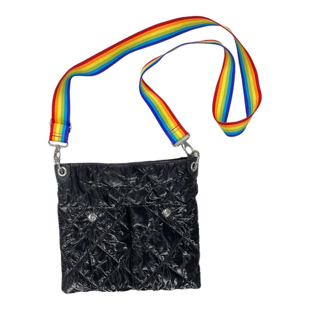 Sondra Roberts Squared Shiny Puffer Rainbow Pride Crossbody Bag Purse New - Premium from Sondra Roberts - Just $65.0! Shop now at Finds For You
