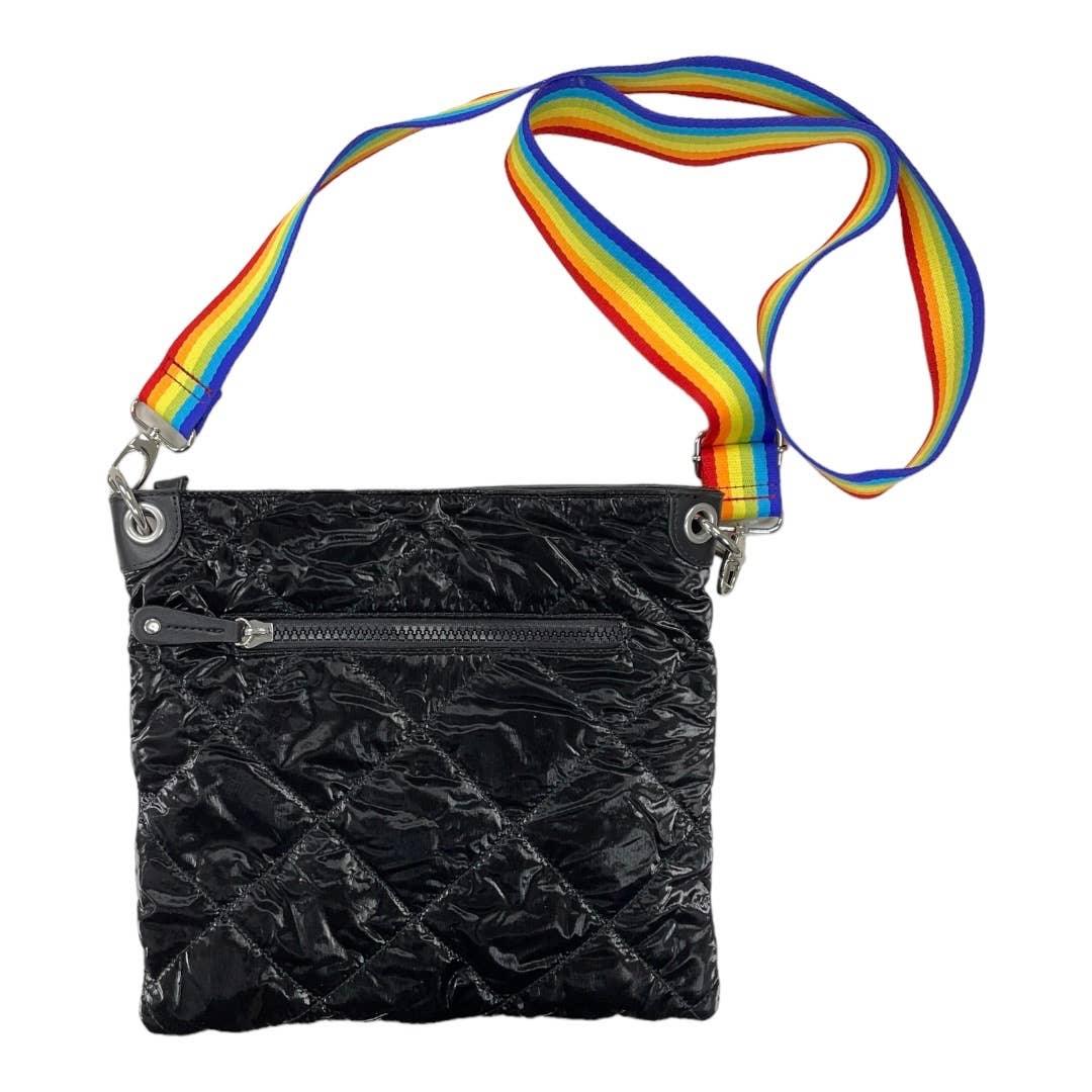 Sondra Roberts Squared Shiny Puffer Rainbow Pride Crossbody Bag Purse New - Premium from Sondra Roberts - Just $65.0! Shop now at Finds For You