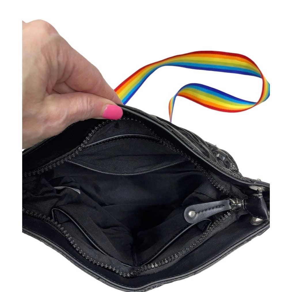 Sondra Roberts Squared Shiny Puffer Rainbow Pride Crossbody Bag Purse New - Premium from Sondra Roberts - Just $65.0! Shop now at Finds For You