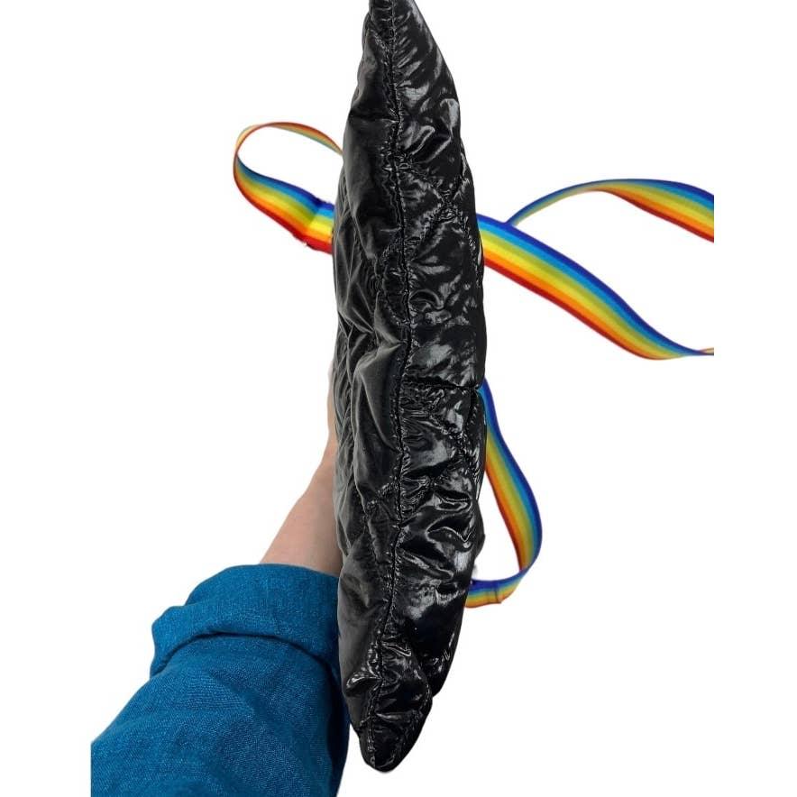 Sondra Roberts Squared Shiny Puffer Rainbow Pride Crossbody Bag Purse New - Premium from Sondra Roberts - Just $65.0! Shop now at Finds For You