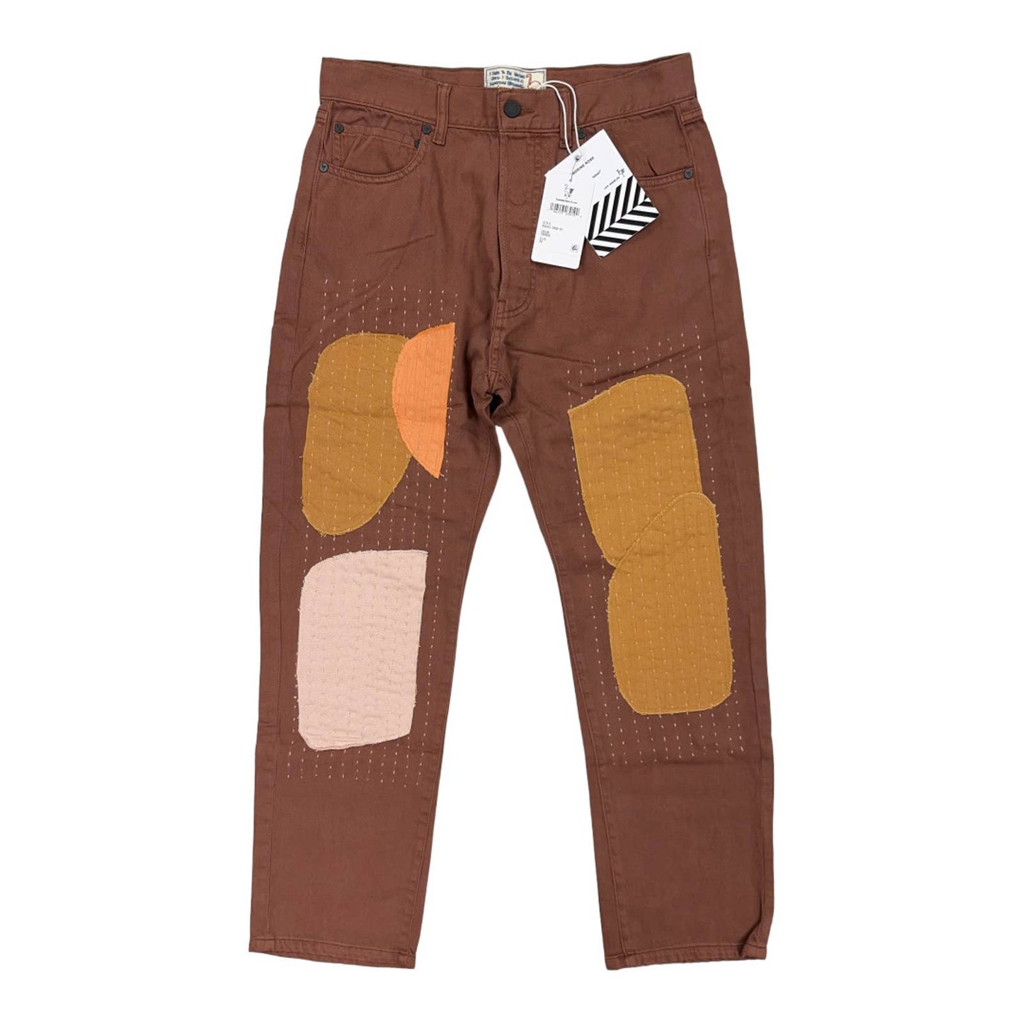 Free People x Sandrine Rose Patchwork Pants Size 28 Brown New - Premium from Free People - Just $99.0! Shop now at Finds For You