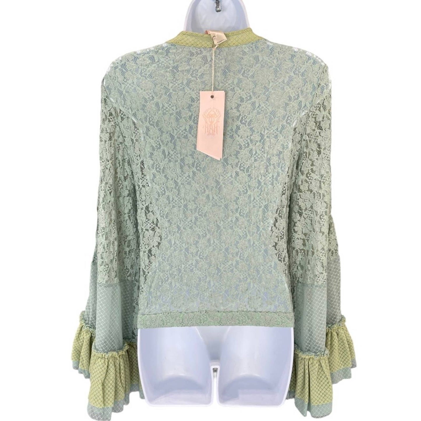 HAH Lace Boho Top Ruffle Top Blouse Shirt Festival Coachella S Blue New - Premium from HAH - Just $139.0! Shop now at Finds For You