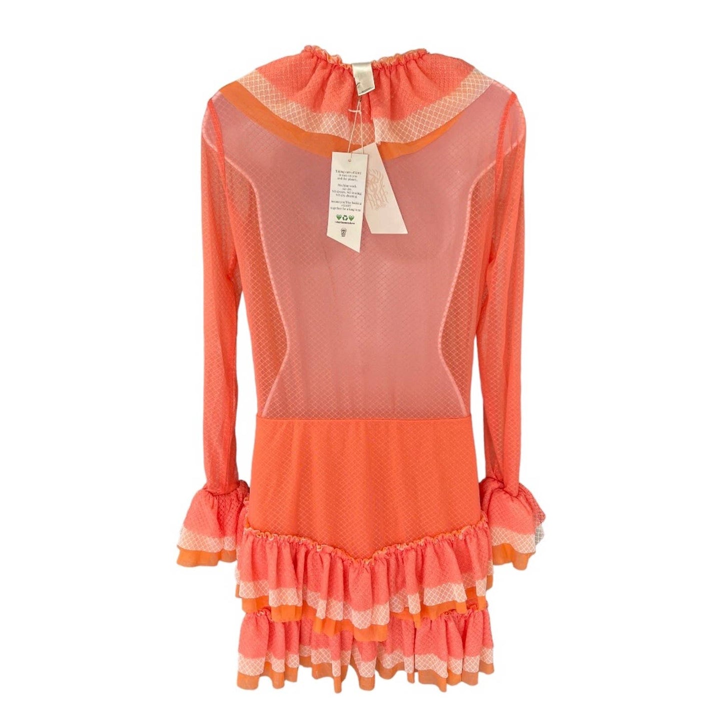 We are HAH Mags About U Coral Ruffle Dress Festival Coachella 1970's New S - Premium from We are HAH - Just $119.0! Shop now at Finds For You
