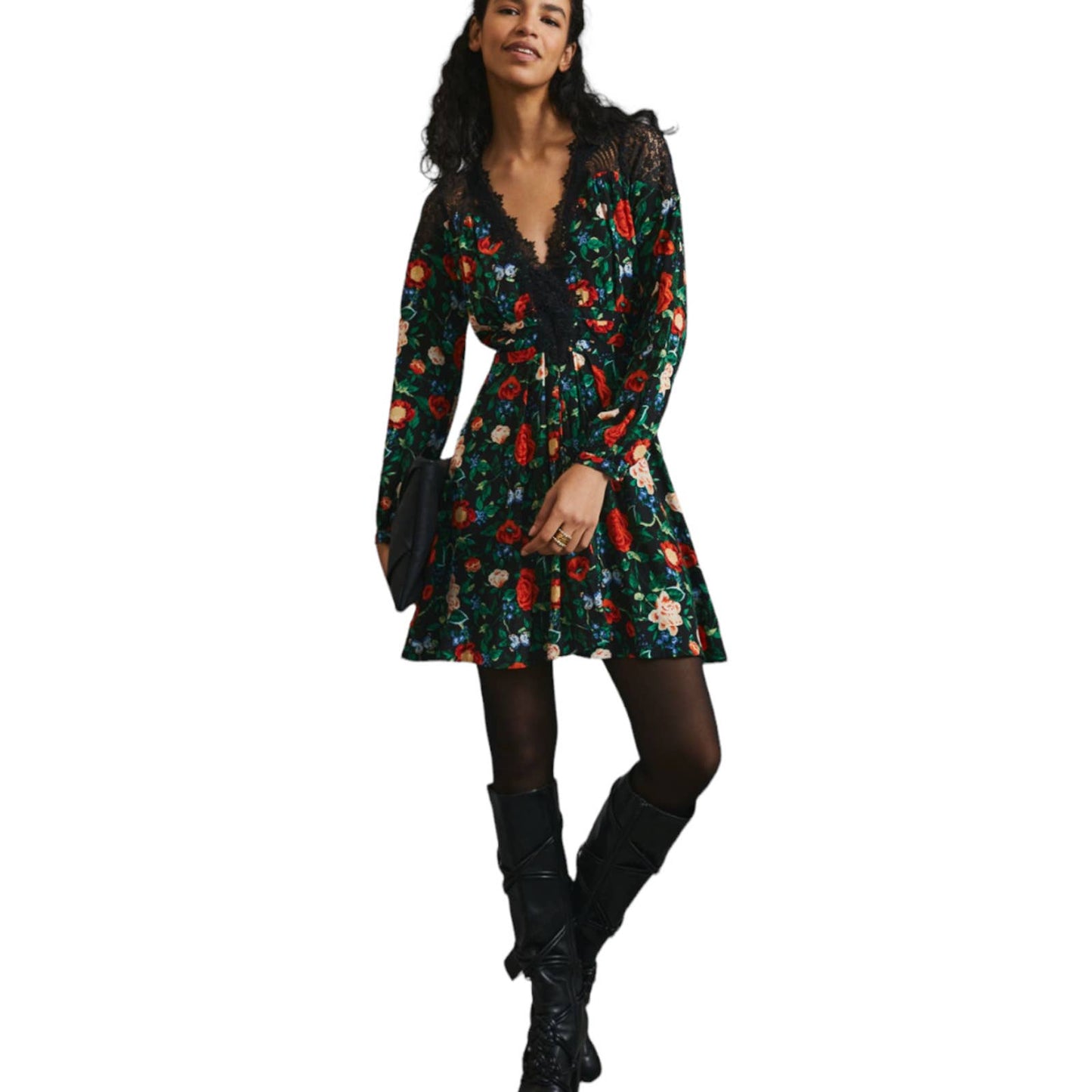 Anthropologie Lacy V Neck Floral Mini Dress Long Sleeve Size 6 New - Premium from Anthropologie - Just $149.0! Shop now at Finds For You
