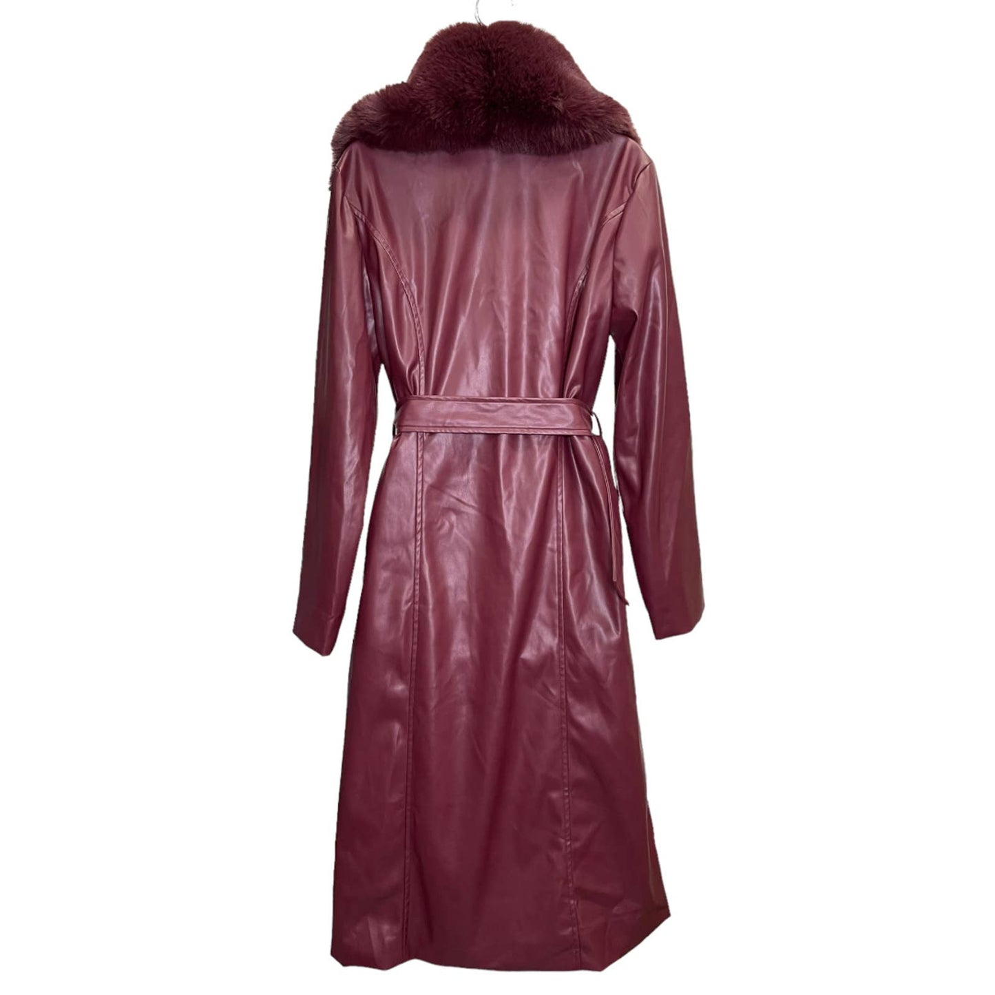 Hutch Liv Faux Fur Collar Vegan Leather Belted Coat Size Medium - Premium from Hutch - Just $249.0! Shop now at Finds For You