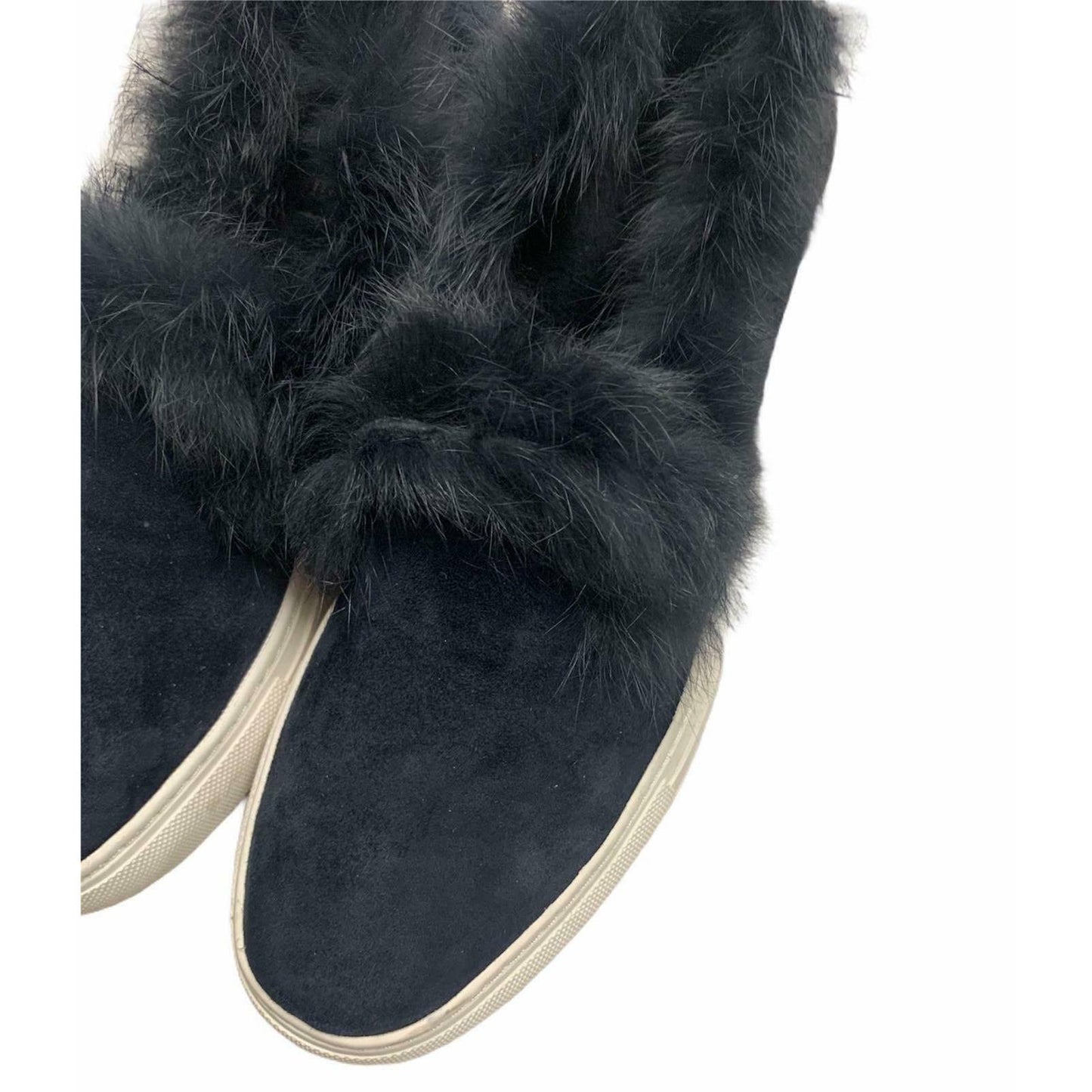 Rachel Zoe Fur Trim Slip on Sneakers Trainers Flats Comfort 7 Navy - Premium from Rachel Zoe - Just $37.0! Shop now at Finds For You