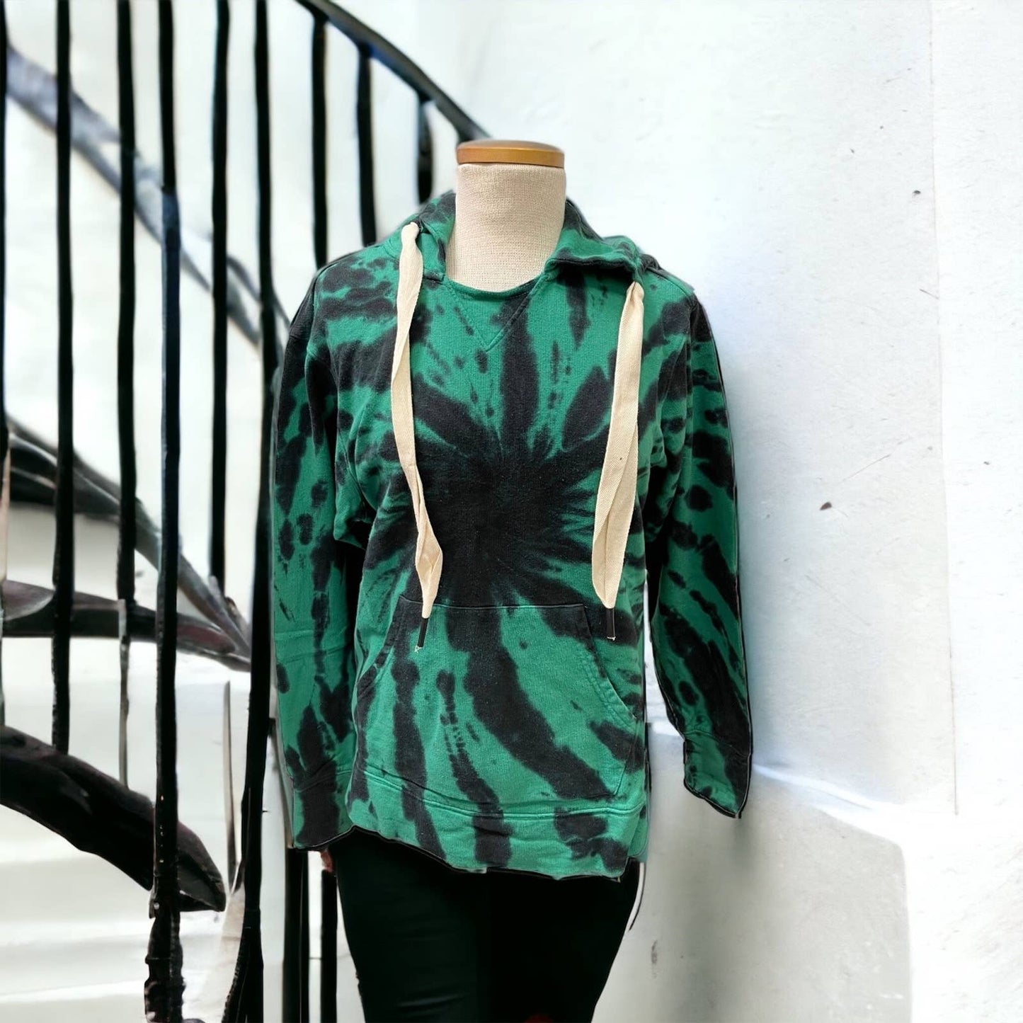 Free People x Sandrine Rose Tie Dye Oversized Hoodie Size Medium Black Green - Premium from Free People - Just $68.0! Shop now at Finds For You