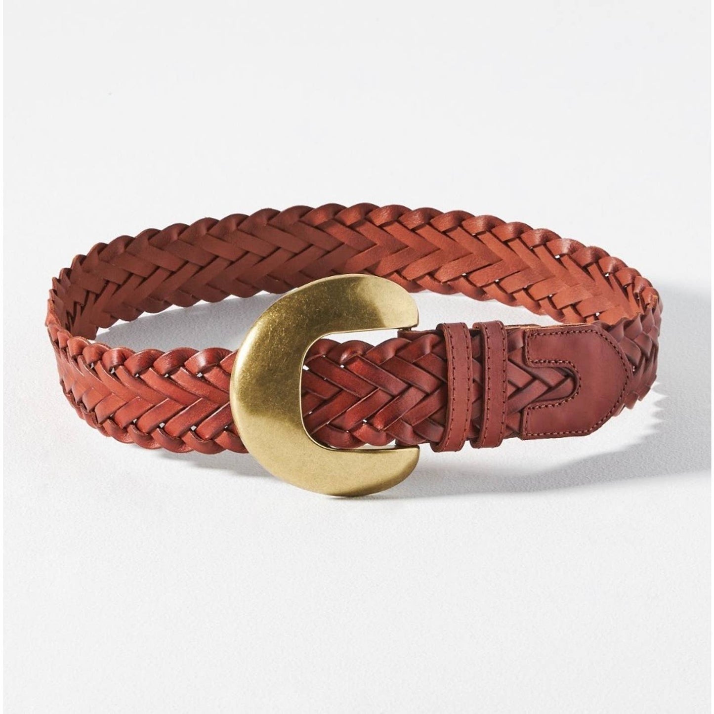Anthropologie Cognac Woven Waist Leather Belt Size Medium New - Premium from Anthropologie - Just $79.0! Shop now at Finds For You