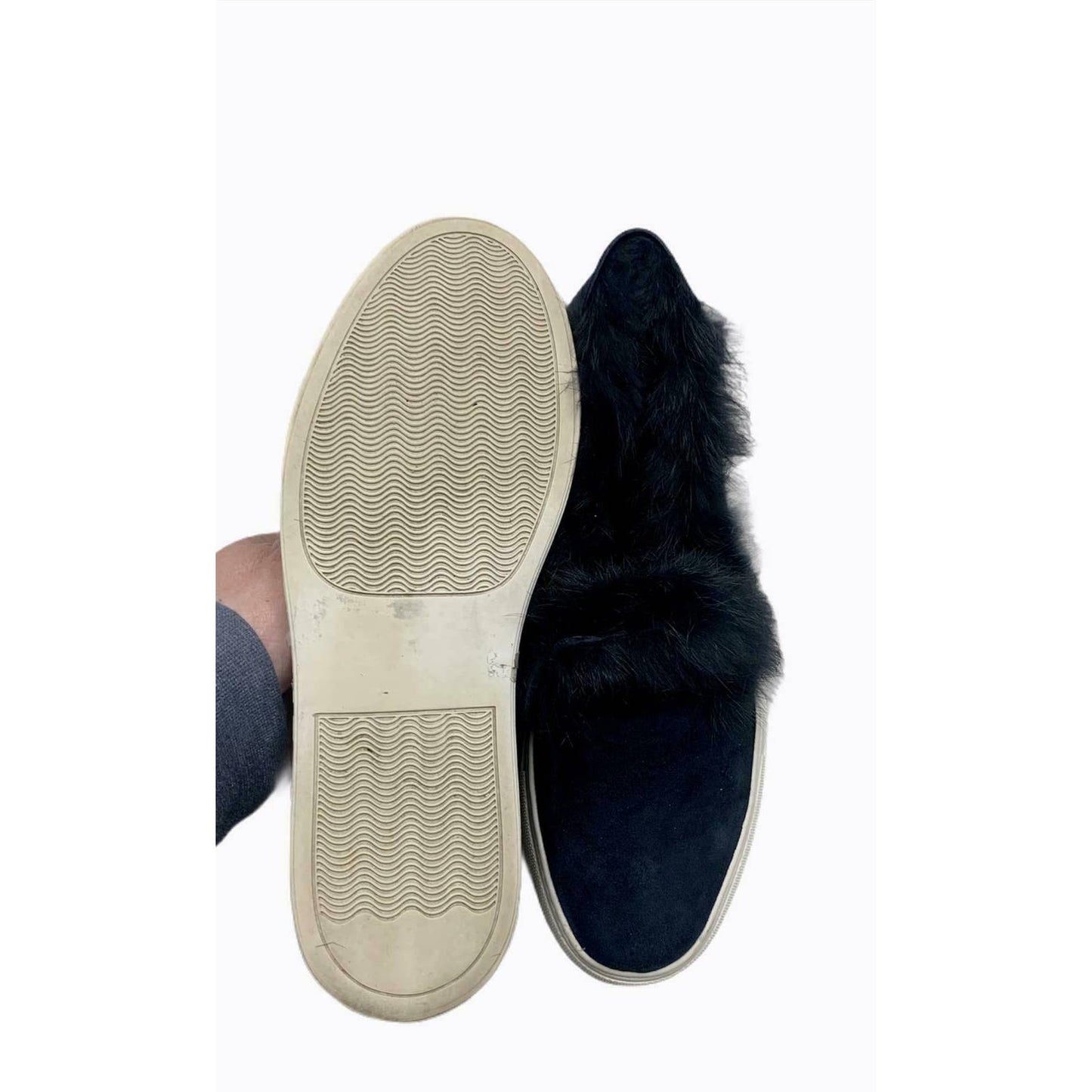 Rachel Zoe Fur Trim Slip on Sneakers Trainers Flats Comfort 7 Navy - Premium from Rachel Zoe - Just $37.0! Shop now at Finds For You