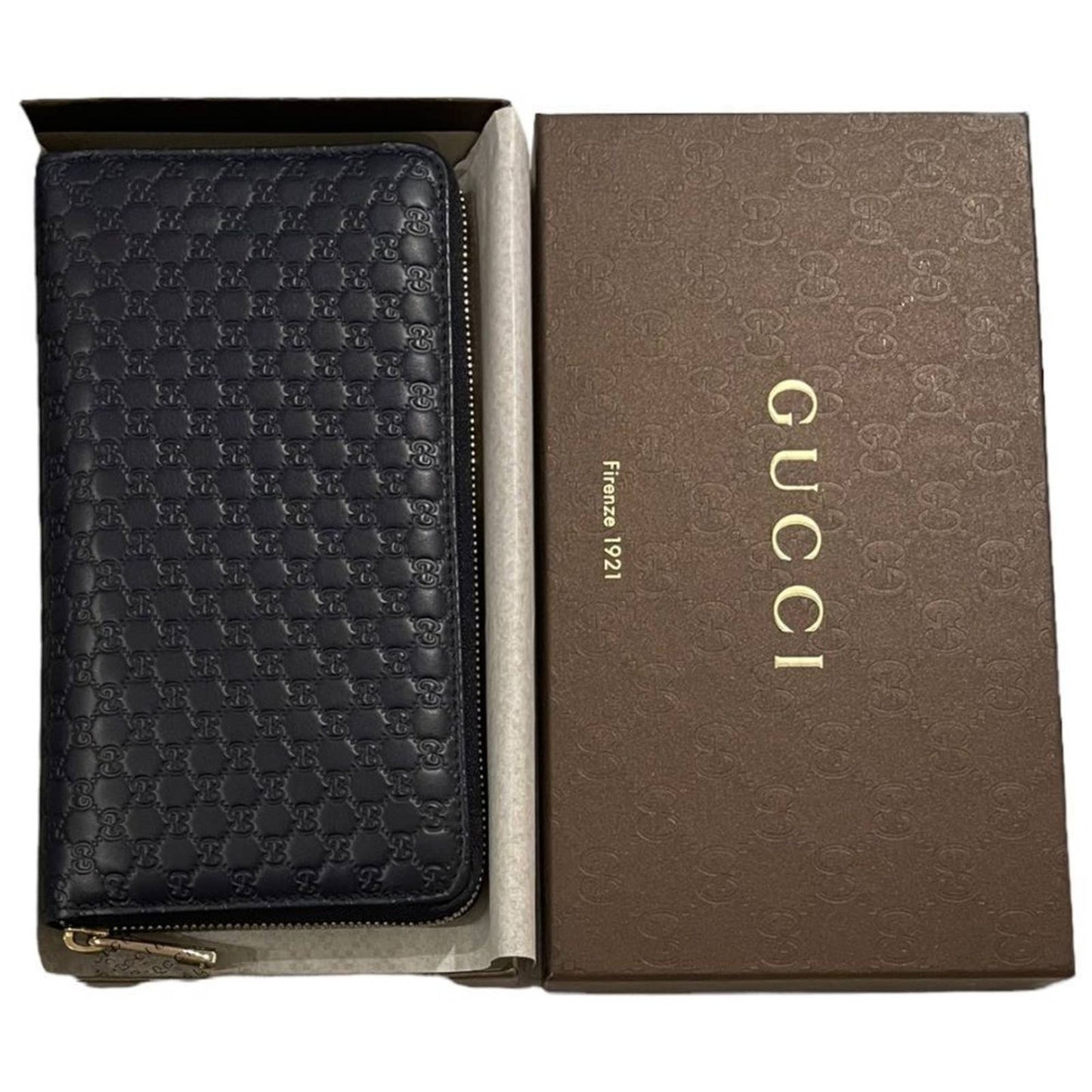 Gucci Microshima Zip Around Long Wallet Blue Leather Logo - Premium from Gucci - Just $679.0! Shop now at Finds For You