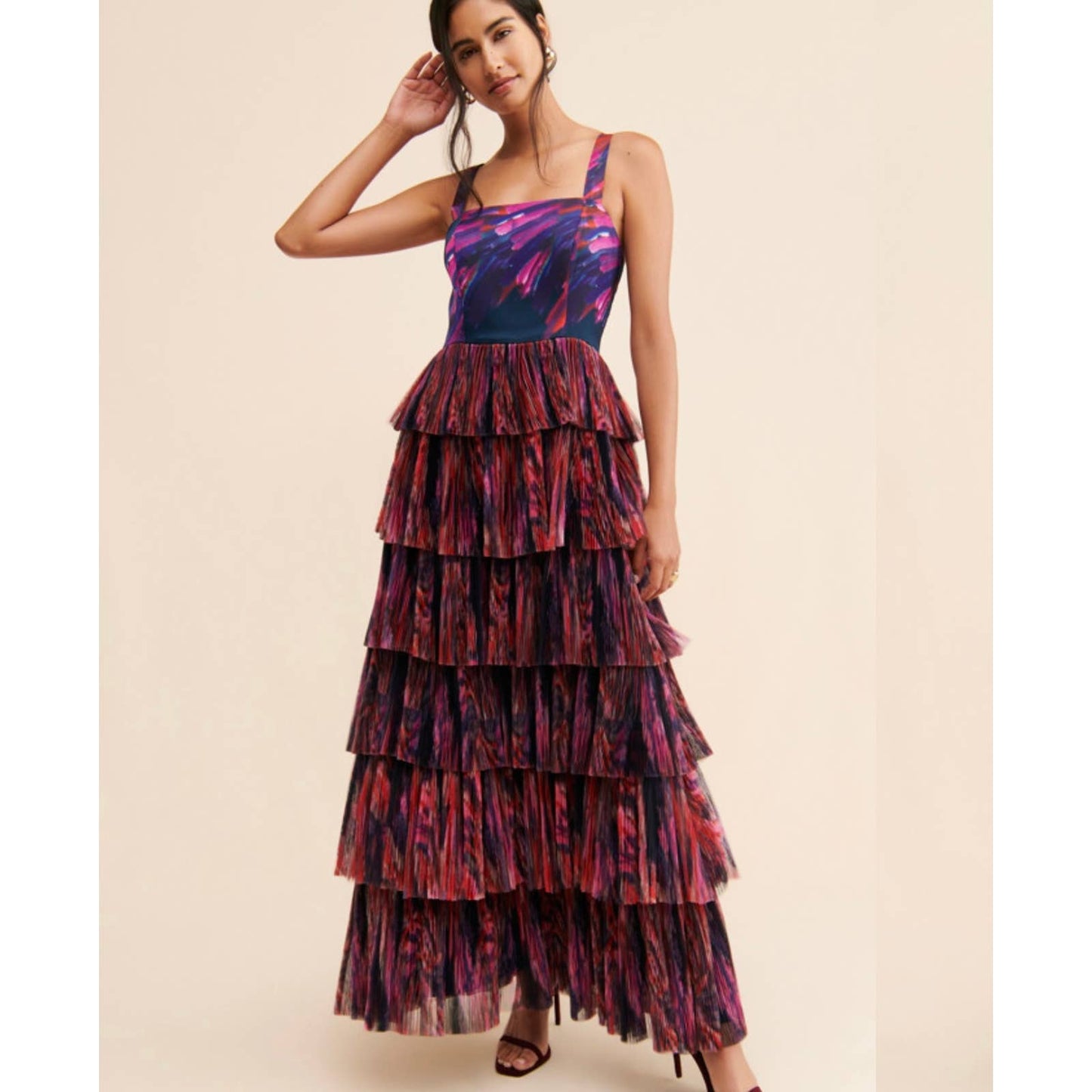 Hutch Tiered Tulle Maxi Dress Size 6 Formal Party Cocktail Colorful Abstract - Premium from Hutch - Just $229.0! Shop now at Finds For You