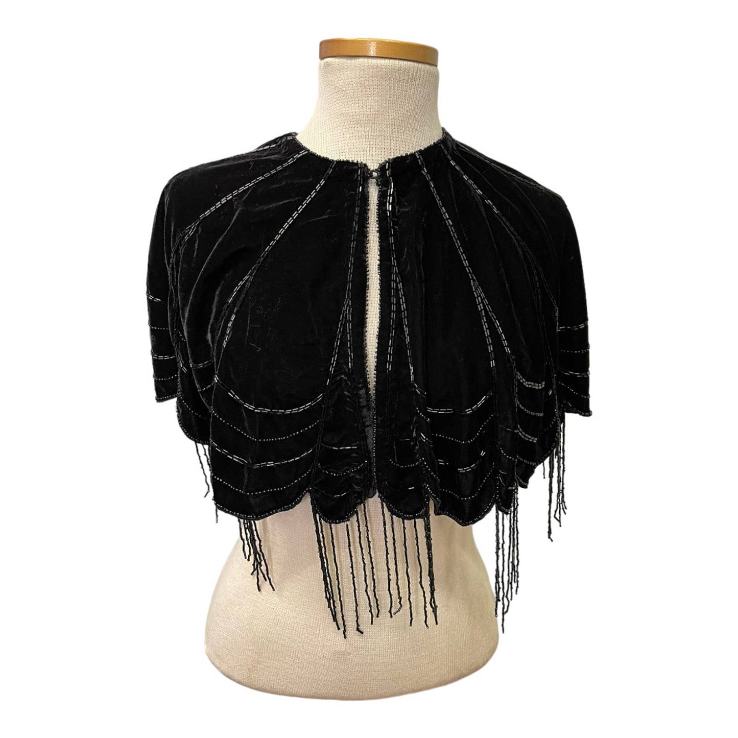 Anthropologie Velvet Beaded Capelet Cape One Size Black New - Premium from Anthropologie - Just $159.0! Shop now at Finds For You