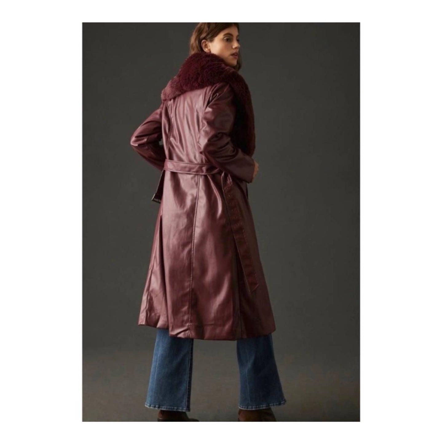 Hutch Liv Faux Fur Collar Vegan Leather Belted Coat Size Medium - Premium from Hutch - Just $249.0! Shop now at Finds For You