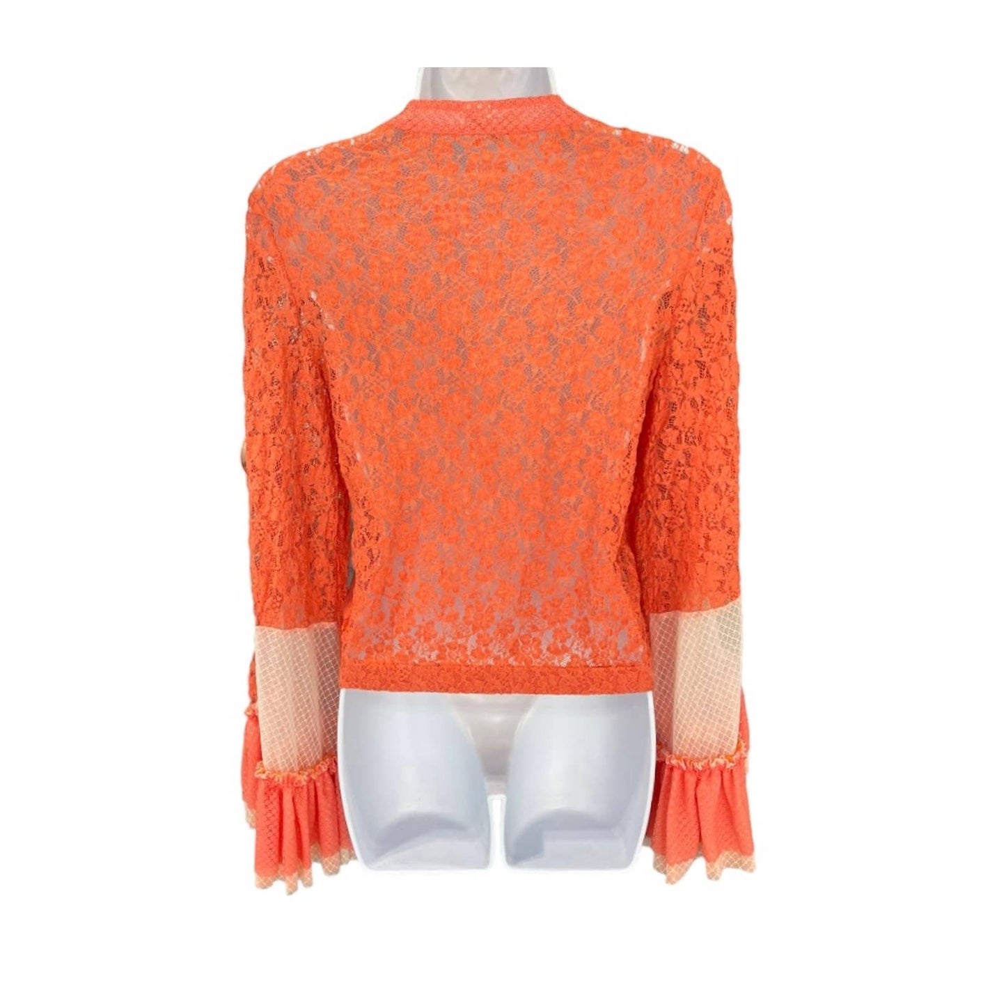 HAH Lace Boho Top Ruffle Festival Coachella Top Blouse S Orange New - Premium from HAH - Just $139.0! Shop now at Finds For You