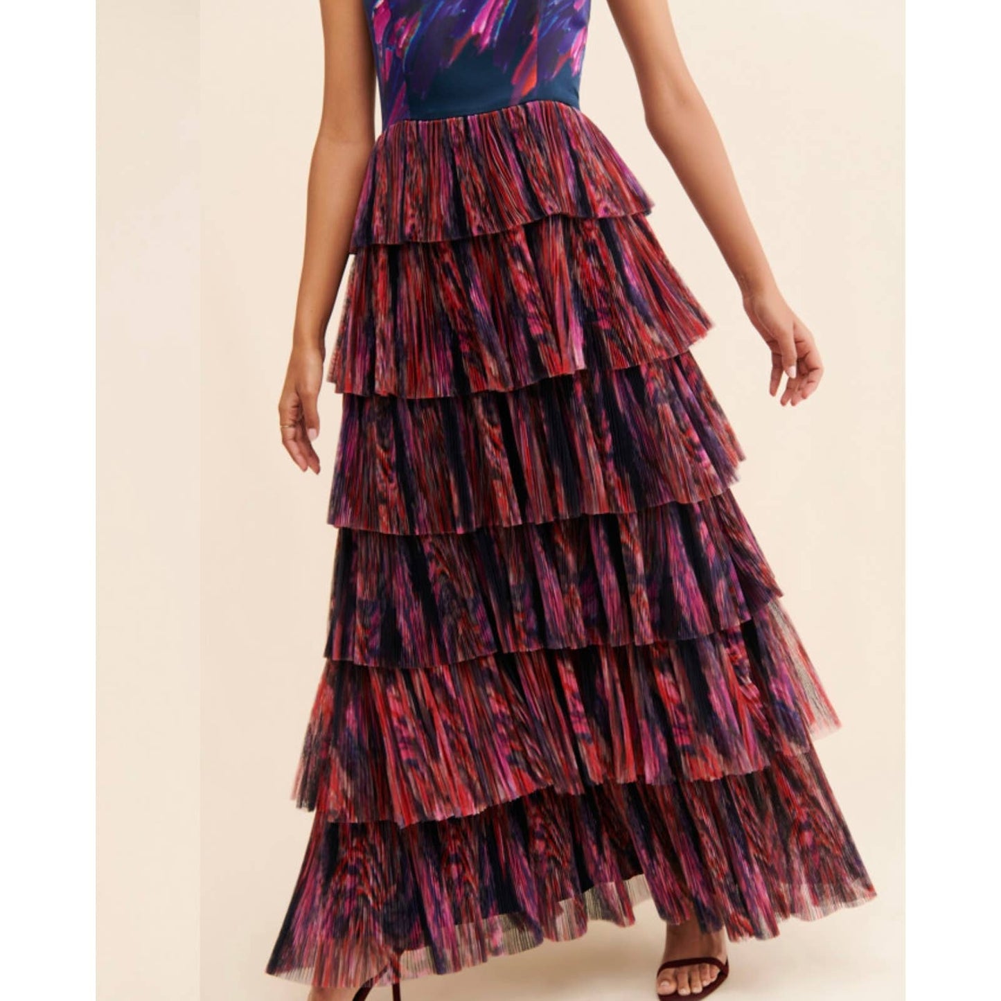 Hutch Tiered Tulle Maxi Dress Size 6 Formal Party Cocktail Colorful Abstract - Premium from Hutch - Just $229.0! Shop now at Finds For You