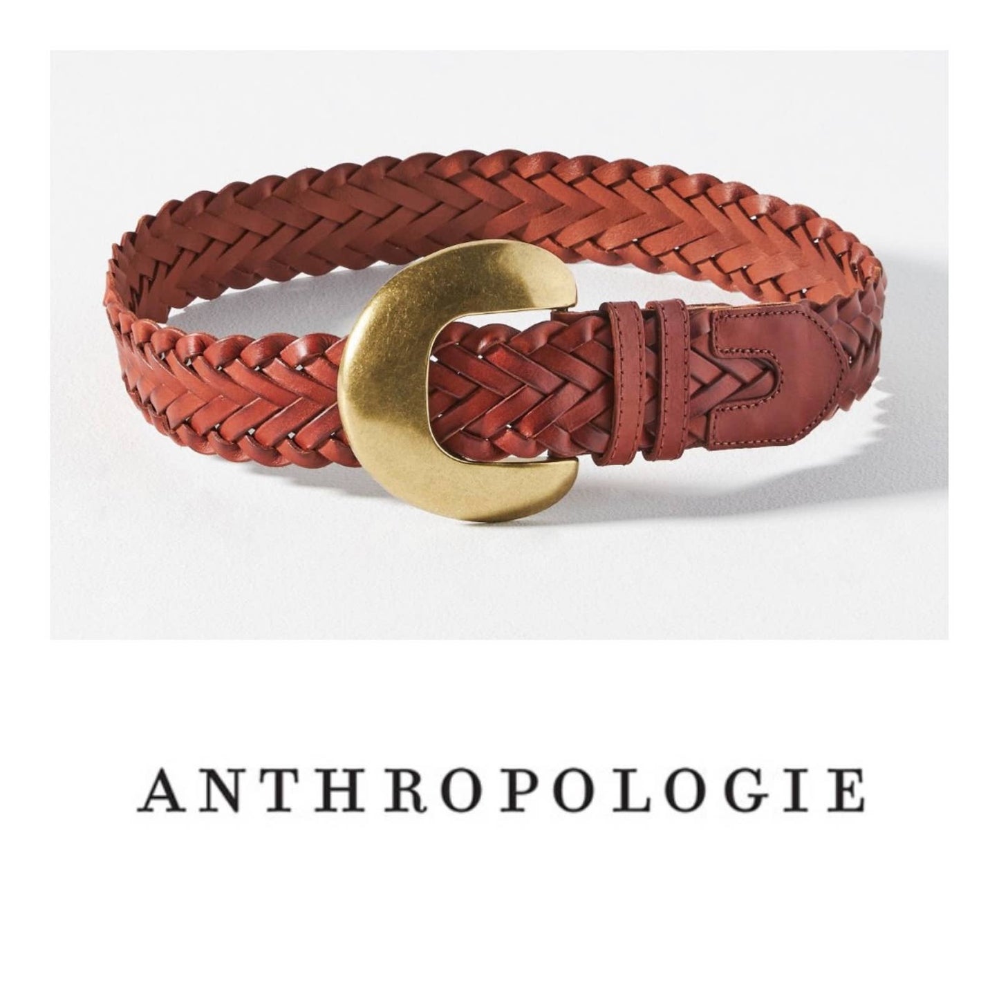Anthropologie Cognac Woven Waist Leather Belt Size Medium New - Premium from Anthropologie - Just $79.0! Shop now at Finds For You