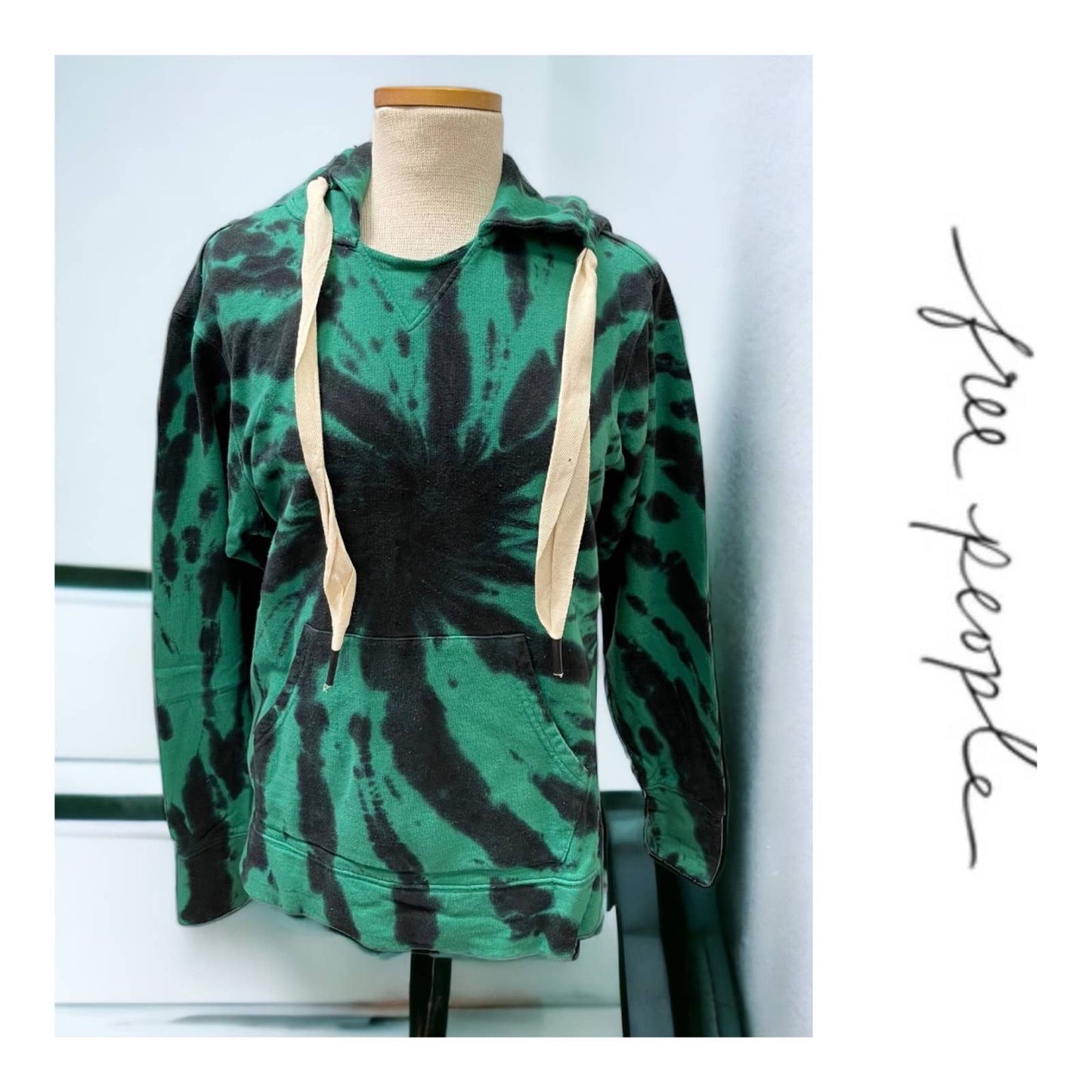Free People x Sandrine Rose Tie Dye Oversized Hoodie Size Medium Black Green - Premium from Free People - Just $68.0! Shop now at Finds For You