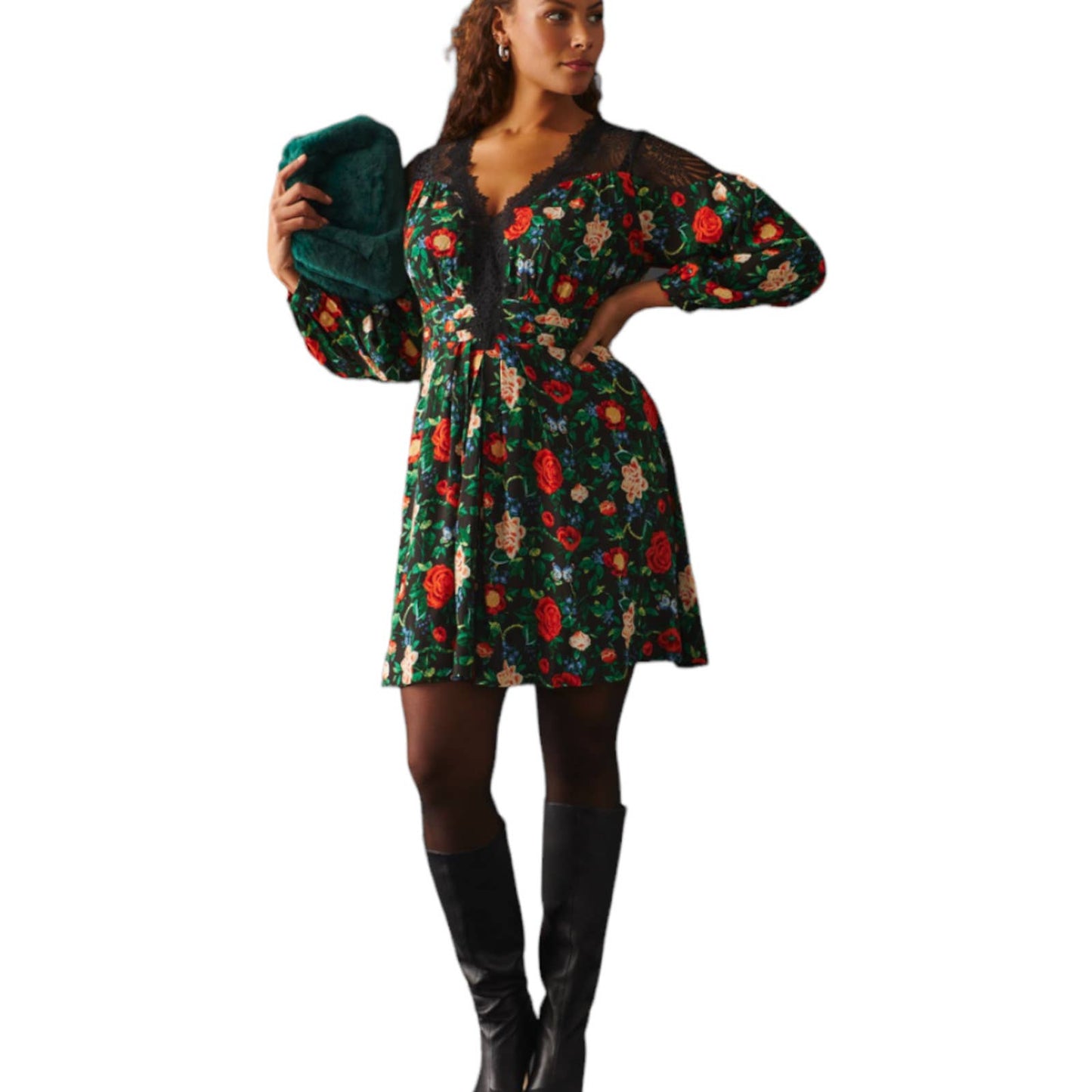 Anthropologie Lacy V Neck Floral Mini Dress Long Sleeve Size 6 New - Premium from Anthropologie - Just $149.0! Shop now at Finds For You