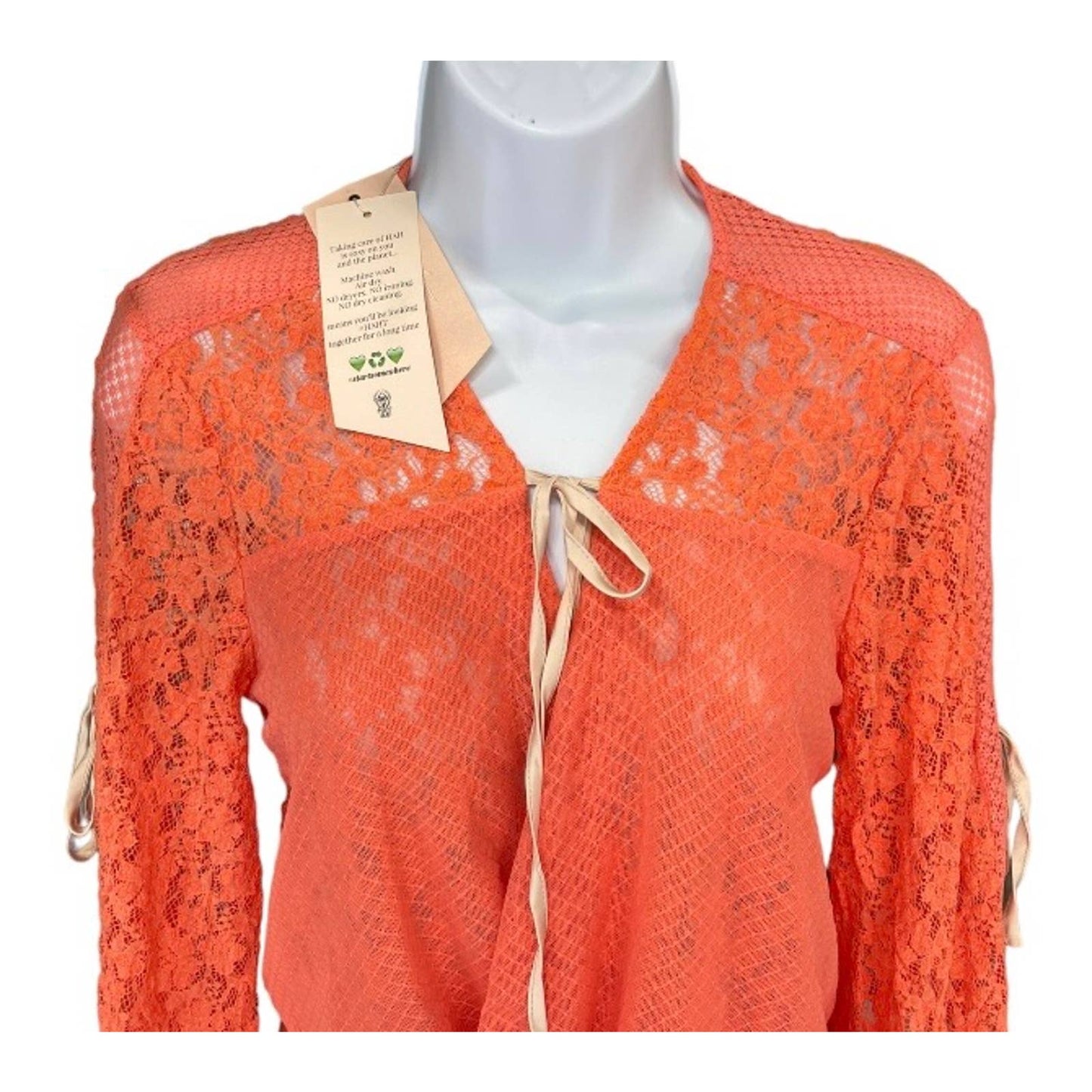 HAH Lace Boho Top Ruffle Festival Coachella Top Blouse S Orange New - Premium from HAH - Just $139.0! Shop now at Finds For You