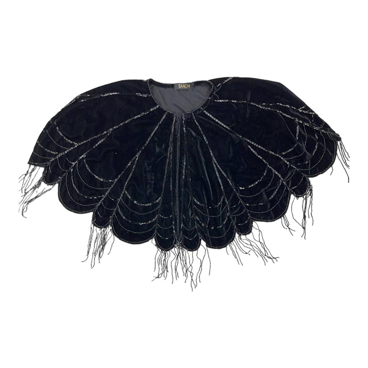 Anthropologie Velvet Beaded Capelet Cape One Size Black New - Premium from Anthropologie - Just $159.0! Shop now at Finds For You