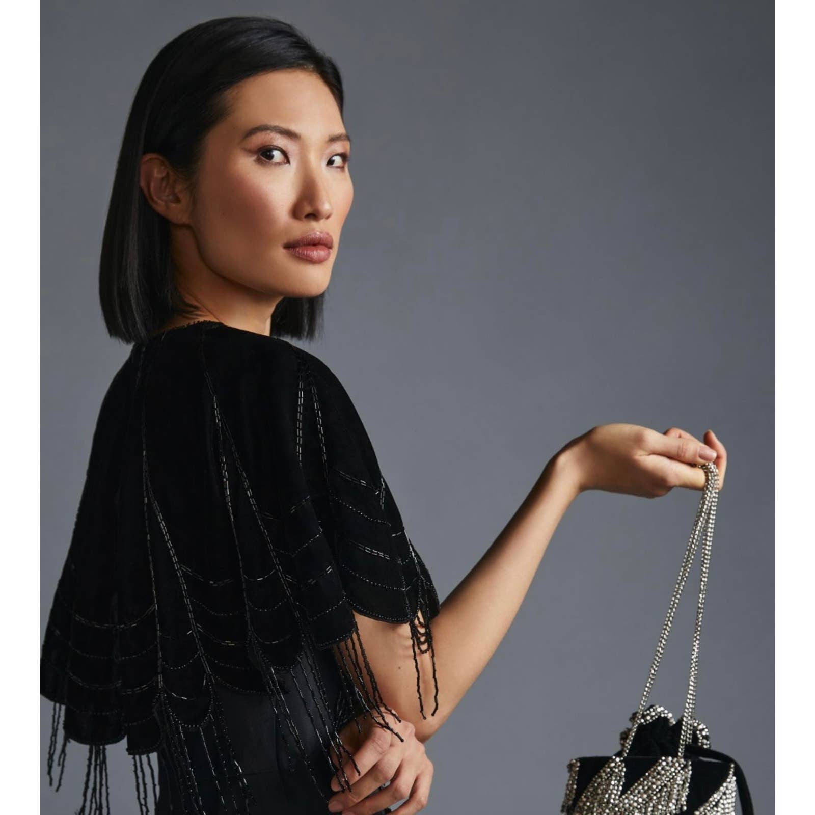 Anthropologie Velvet Beaded Capelet Cape One Size Black New - Premium  from Anthropologie - Just $159.0! Shop now at Finds For You