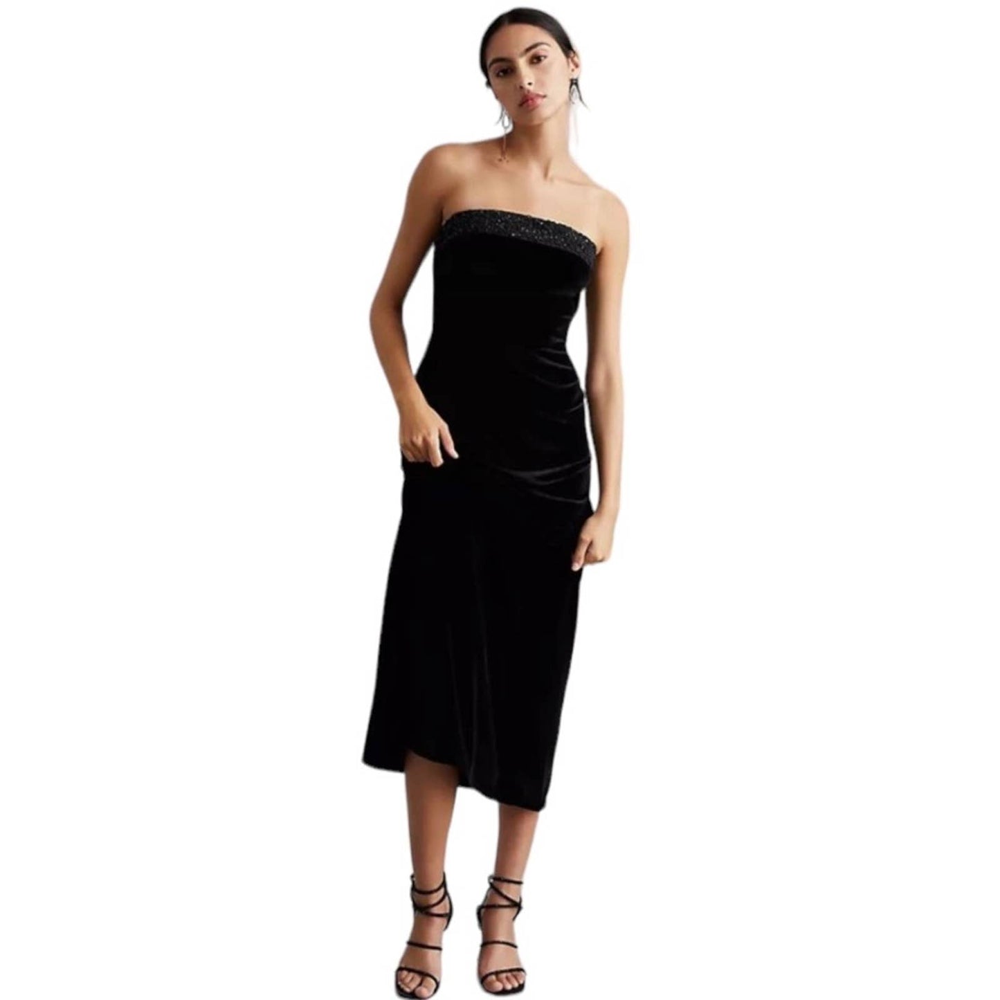 Anthropologie Payal Jain Beaded Velvet Maxi Dress Plus Size 1X Black New - Premium from Anthropologie - Just $159.0! Shop now at Finds For You