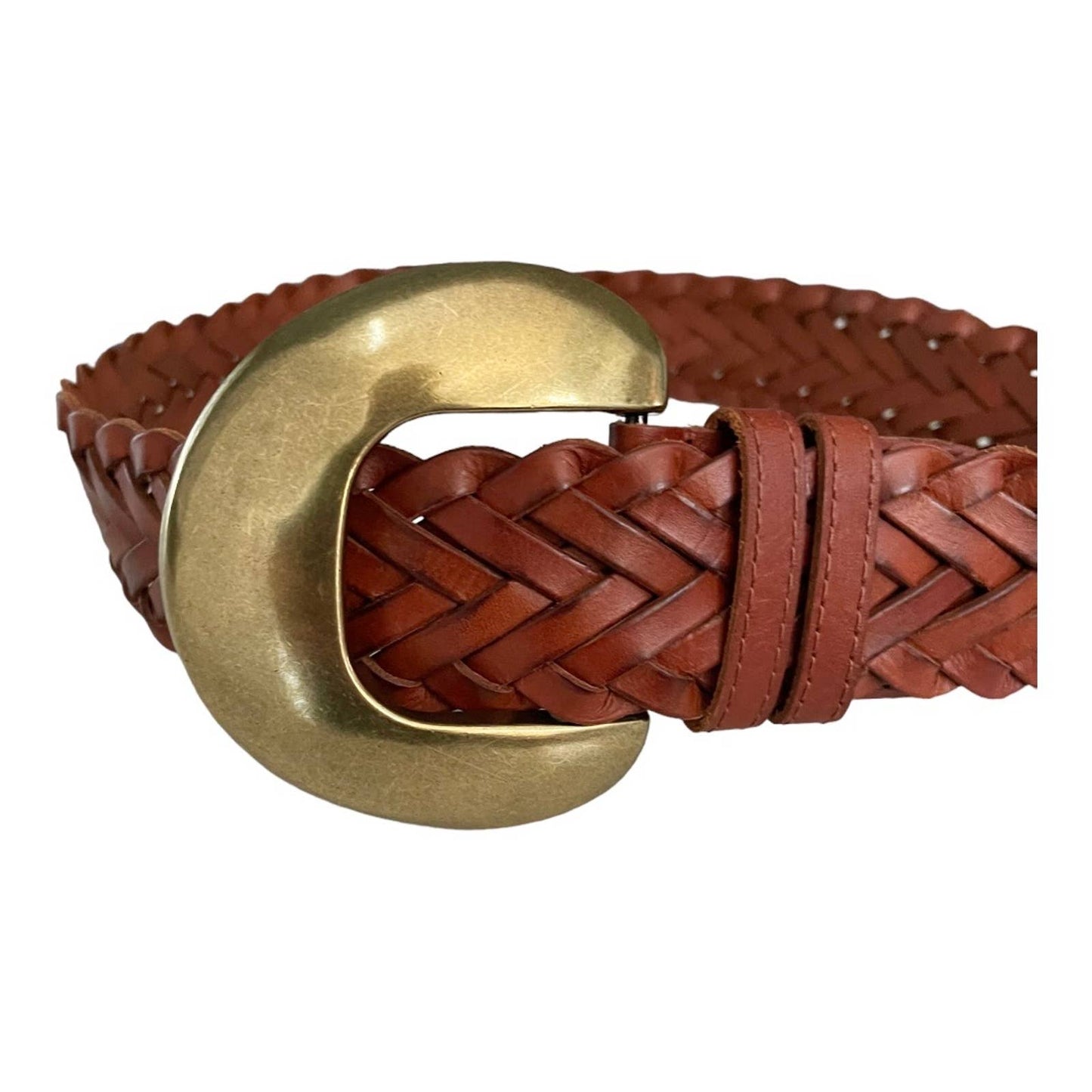 Anthropologie Cognac Woven Waist Leather Belt Size Medium New - Premium from Anthropologie - Just $79.0! Shop now at Finds For You
