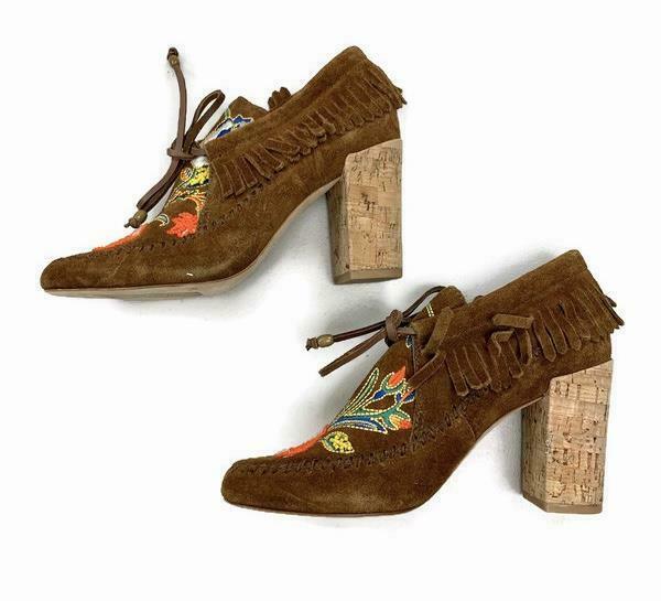 Tory Burch Women's Brown Suede Beaded Huntington Moccasin Ankle Boots Booties 6 - Premium Clothing, Shoes & Accessories:Women:Women's Shoes:Boots from Tory Burch - Just $75.74! Shop now at Finds For You