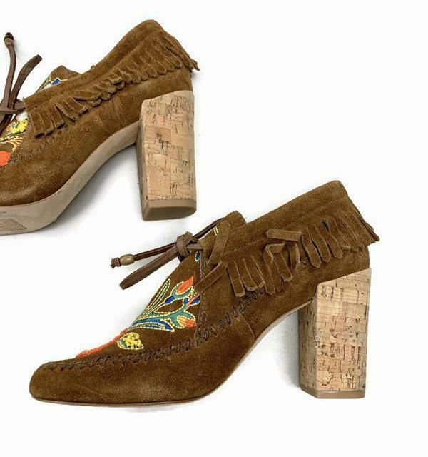 Tory Burch Women's Brown Suede Beaded Huntington Moccasin Ankle Boots Booties 6 - Premium Clothing, Shoes & Accessories:Women:Women's Shoes:Boots from Tory Burch - Just $75.74! Shop now at Finds For You