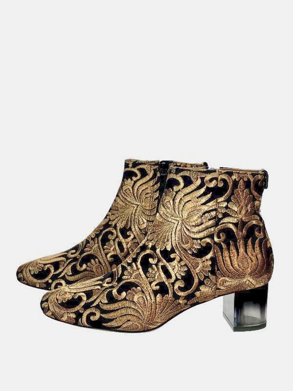 Tory Burch Women's Carlotta Nayan Brocade Ankle Boots Bootie Gold Black Size 5 - Premium Clothing, Shoes & Accessories:Women:Women's Shoes:Boots from Tory Burch - Just $136.27! Shop now at Finds For You