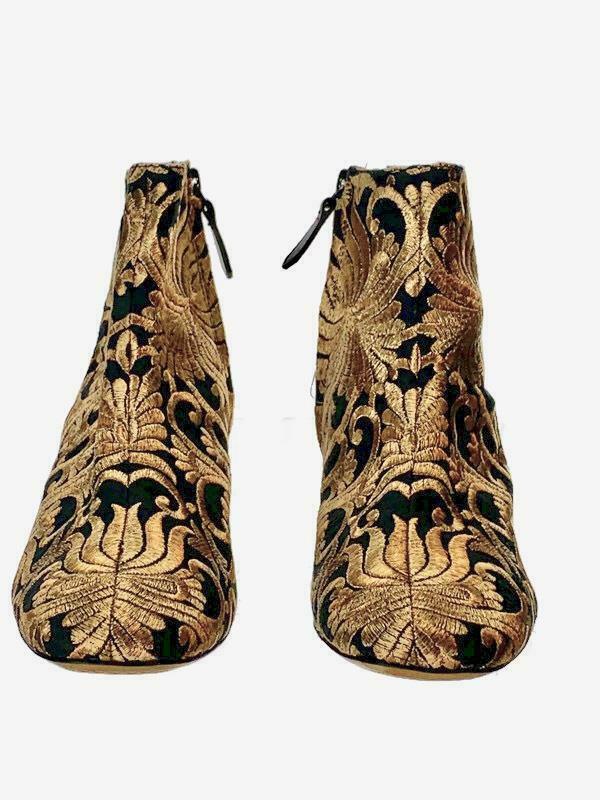 Tory Burch Women's Carlotta Nayan Brocade Ankle Boots Bootie Gold Black Size 5 - Premium Clothing, Shoes & Accessories:Women:Women's Shoes:Boots from Tory Burch - Just $136.27! Shop now at Finds For You