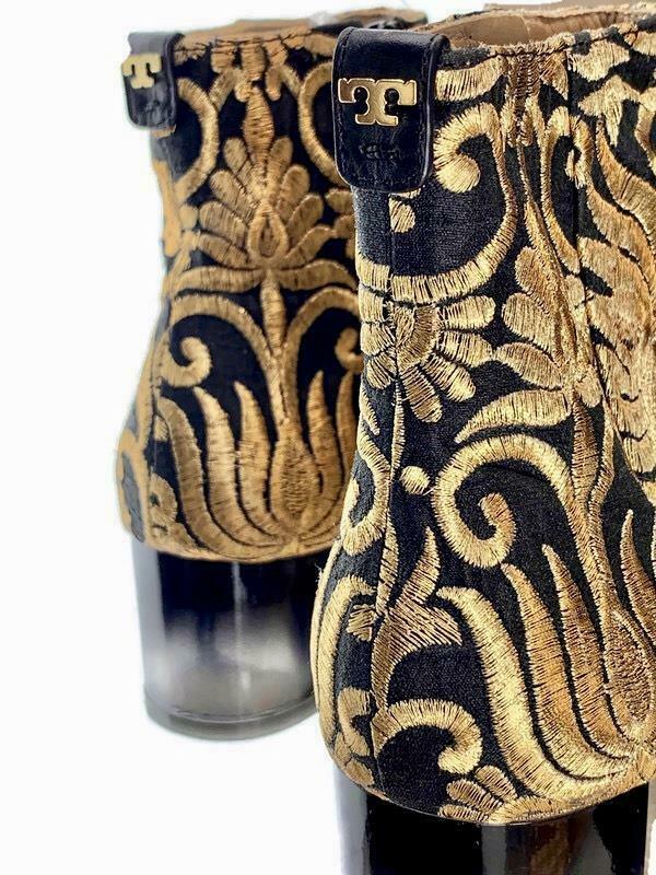 Tory Burch Women's Carlotta Nayan Brocade Ankle Boots Bootie Gold Black Size 5 - Premium Clothing, Shoes & Accessories:Women:Women's Shoes:Boots from Tory Burch - Just $136.27! Shop now at Finds For You