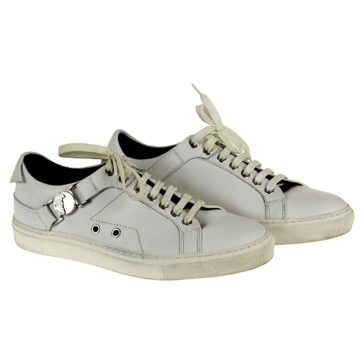 Versace Collection Men's Nickel Medusa Plaque Sneakers White 40 Eu - Premium Clothing, Shoes & Accessories:Men:Men's Shoes:Casual Shoes from Versace Collection - Just $196.93! Shop now at Finds For You