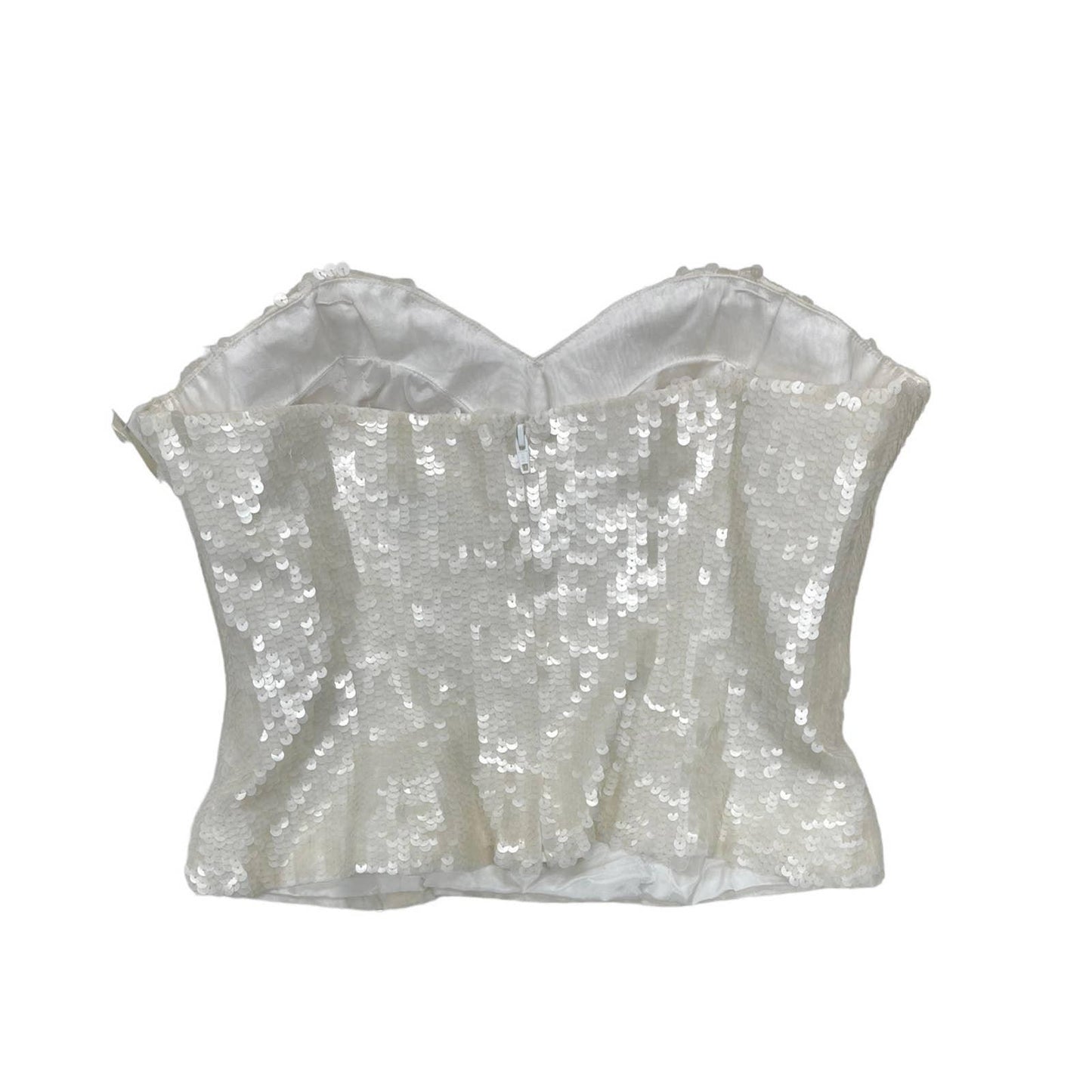 Vintage 90’s Bill Blass Neiman Marcus Sequin Strapless Peplum Top 8 Ivory - Premium from Bill Blass - Just $139.00! Shop now at Finds For You