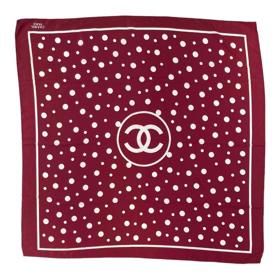 Vintage 90’s Chanel Burgundy Polka Dot Silk Large Scarf Pristine - Premium Clothing, Shoes & Accessories:Baby:Baby & Toddler Clothing:Bottoms from CHANEL - Just $515.00! Shop now at Finds For You