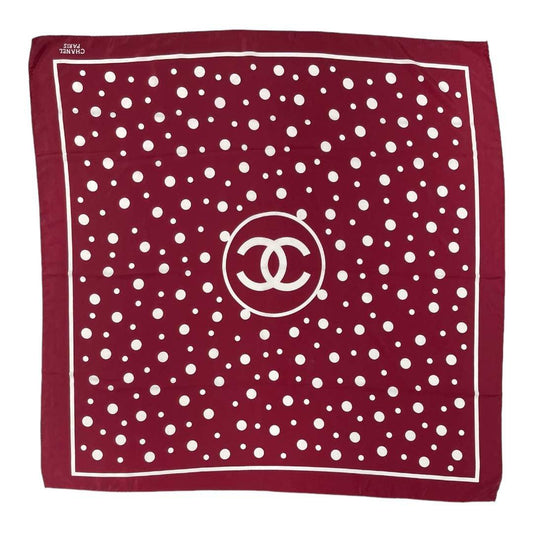 Vintage 90’s Chanel Burgundy Polka Dot Silk Large Scarf Pristine - Premium Clothing, Shoes & Accessories:Baby:Baby & Toddler Clothing:Bottoms from CHANEL - Just $515.00! Shop now at Finds For You