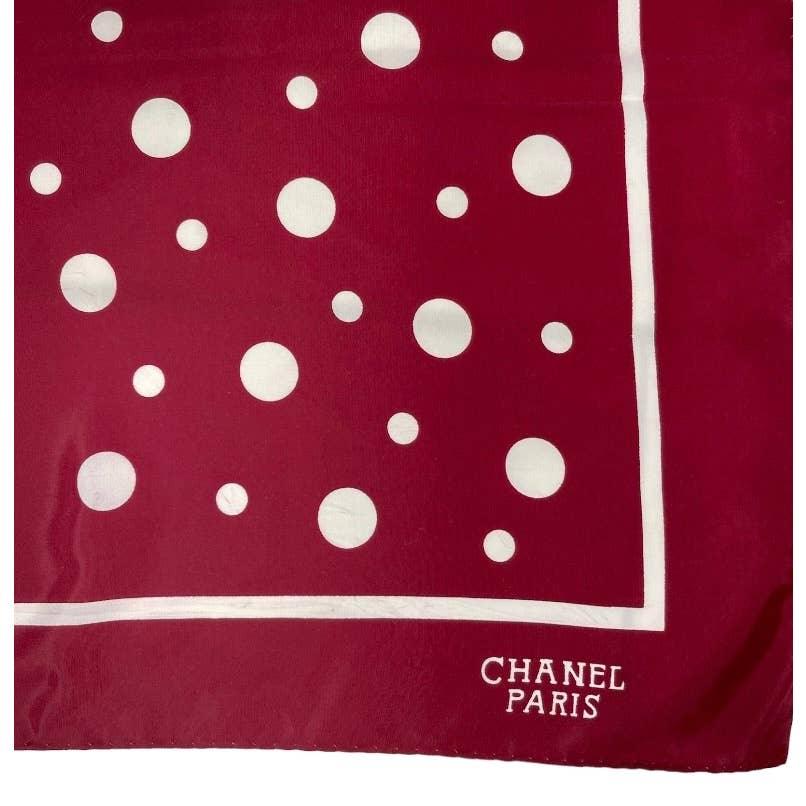 Vintage 90’s Chanel Burgundy Polka Dot Silk Large Scarf Pristine - Premium Clothing, Shoes & Accessories:Baby:Baby & Toddler Clothing:Bottoms from CHANEL - Just $515.00! Shop now at Finds For You