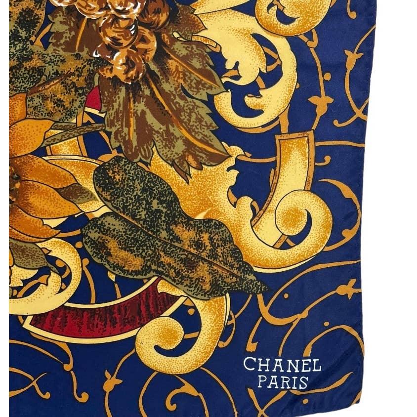 Vintage 90’s Chanel Logo Sunflower Silk Scarf Large Square Pristine - Premium Clothing, Shoes & Accessories:Baby:Baby & Toddler Clothing:Bottoms from CHANEL - Just $299.00! Shop now at Finds For You